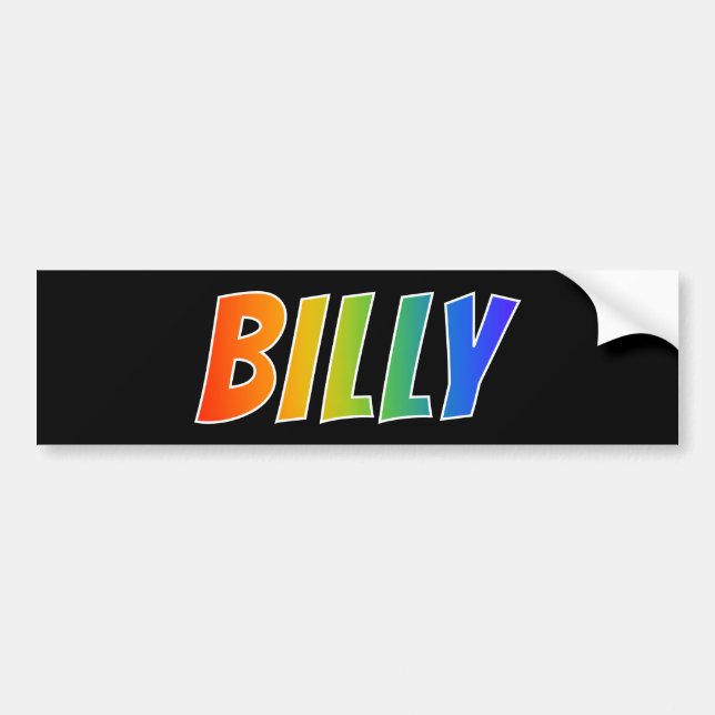 First Name "BILLY": Fun Rainbow Colouring Bumper Sticker (Front)