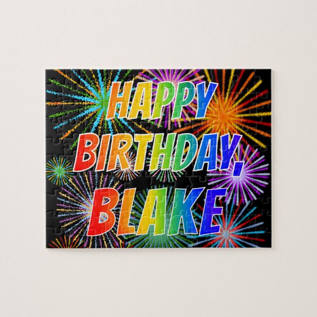 First Name "BLAKE", Fun "HAPPY BIRTHDAY" Jigsaw Puzzle (Horizontal)