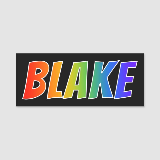 First Name "BLAKE": Fun Rainbow Colouring Name Tag (Front)