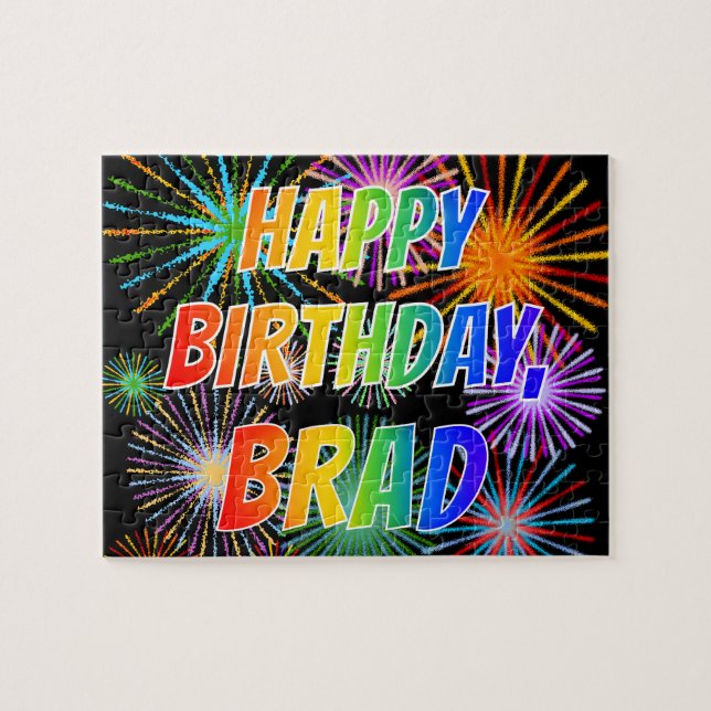 First Name "BRAD", Fun "HAPPY BIRTHDAY" Jigsaw Puzzle (Horizontal)