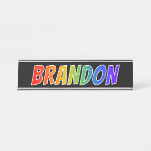First Name "BRANDON": Fun Rainbow Colouring Desk Name Plate