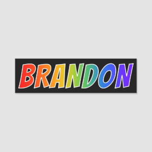 First Name "BRANDON": Fun Rainbow Colouring Tag
