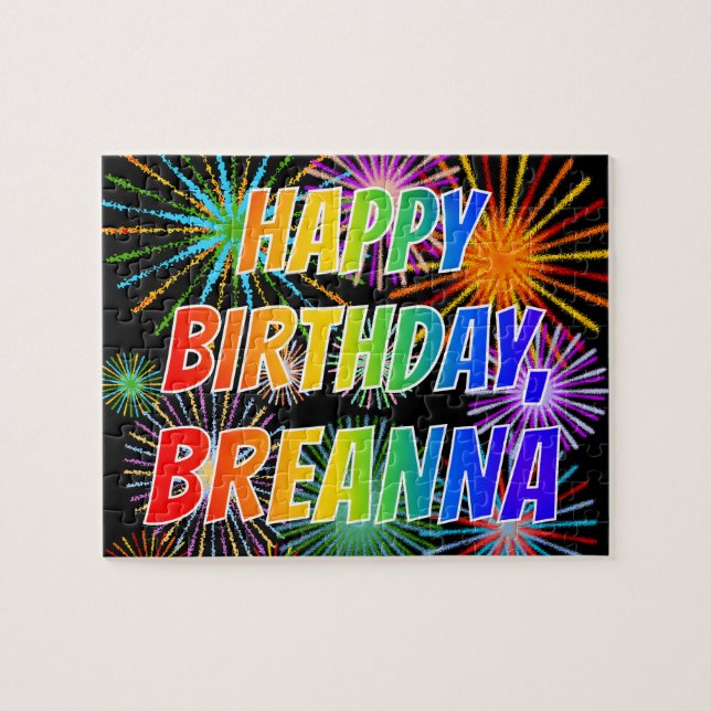 First Name "BREANNA", Fun "HAPPY BIRTHDAY" Jigsaw Puzzle (Horizontal)