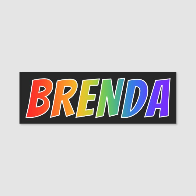 First Name "BRENDA": Fun Rainbow Colouring Tag (Front)