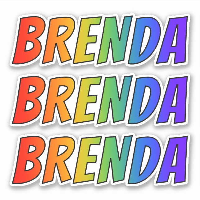 First Name "BRENDA" w/ Fun Rainbow Colouring (Front)