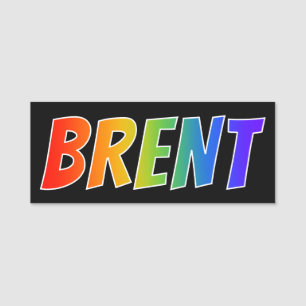 First Name "BRENT": Fun Rainbow Colouring Tag