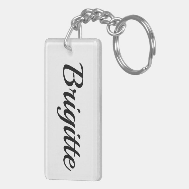 first name Brigitte black and white Keychain (Back Right)