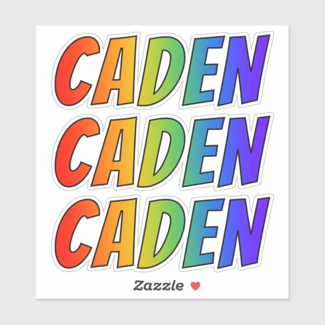 First Name "CADEN" w/ Fun Rainbow Colouring (Sheet)