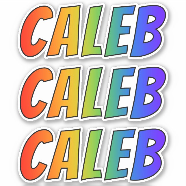 First Name "CALEB" w/ Fun Rainbow Colouring (Front)