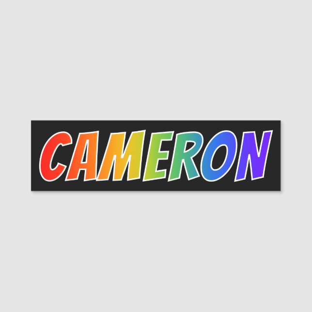 First Name "CAMERON": Fun Rainbow Colouring Name Tag (Front)