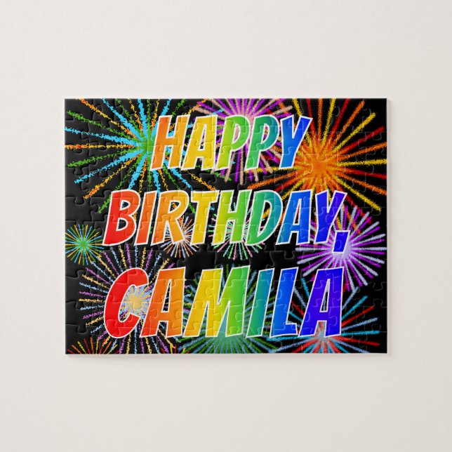 First Name "CAMILA", Fun "HAPPY BIRTHDAY" Jigsaw Puzzle (Horizontal)