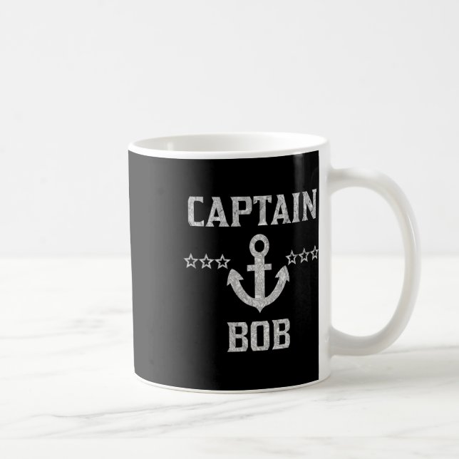First Name Captain Bob Shirt Silver Personalized B Coffee Mug (Right)