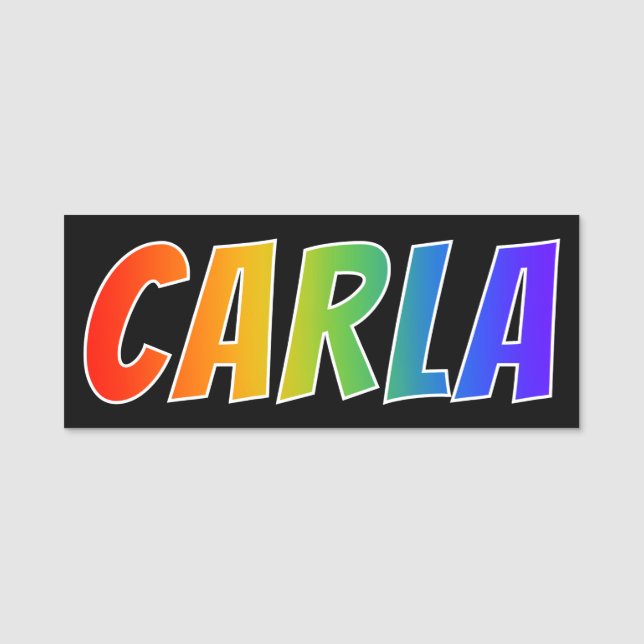First Name "CARLA": Fun Rainbow Colouring Tag (Front)