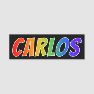 First Name "CARLOS": Fun Rainbow Colouring Name Tag