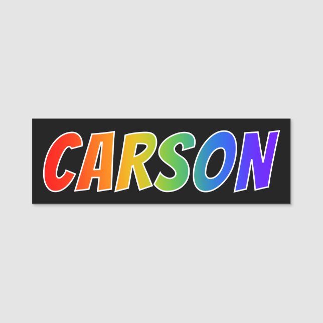 First Name "CARSON": Fun Rainbow Colouring Tag (Front)