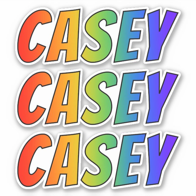 First Name "CASEY" w/ Fun Rainbow Colouring (Front)