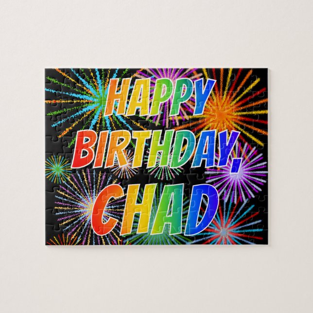 First Name "CHAD", Fun "HAPPY BIRTHDAY" Jigsaw Puzzle (Horizontal)