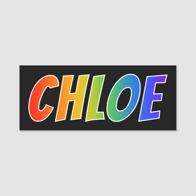 First Name "CHLOE": Fun Rainbow Colouring Name Tag (Front)