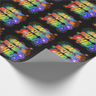 First Name "CHRIS", Fun "HAPPY BIRTHDAY" Wrapping Paper