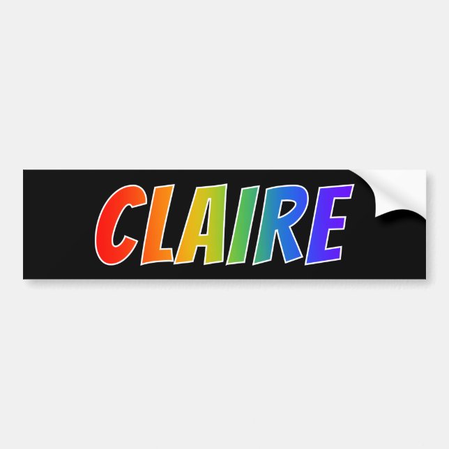 First Name "CLAIRE": Fun Rainbow Colouring Bumper Sticker (Front)