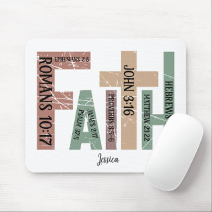 First Name   Cute Colourful Bible Verses Typograph Mouse Pad