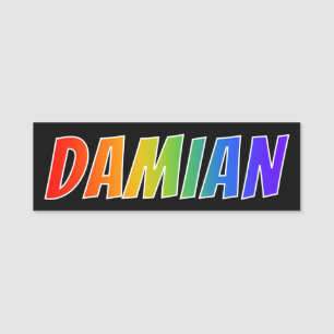 First Name "DAMIAN": Fun Rainbow Colouring Name Tag