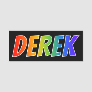 First Name "DEREK": Fun Rainbow Colouring Name Tag