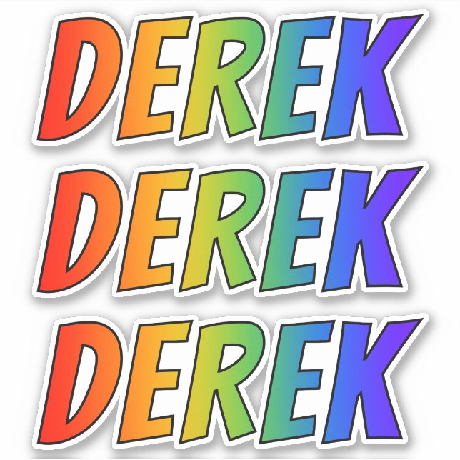 First Name "DEREK" w/ Fun Rainbow Colouring (Front)