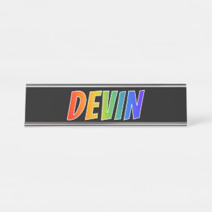 First Name "DEVIN": Fun Rainbow Colouring Desk Name Plate