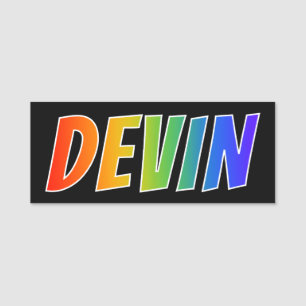 First Name "DEVIN": Fun Rainbow Colouring Tag