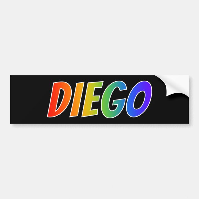 First Name "DIEGO": Fun Rainbow Colouring Bumper Sticker (Front)