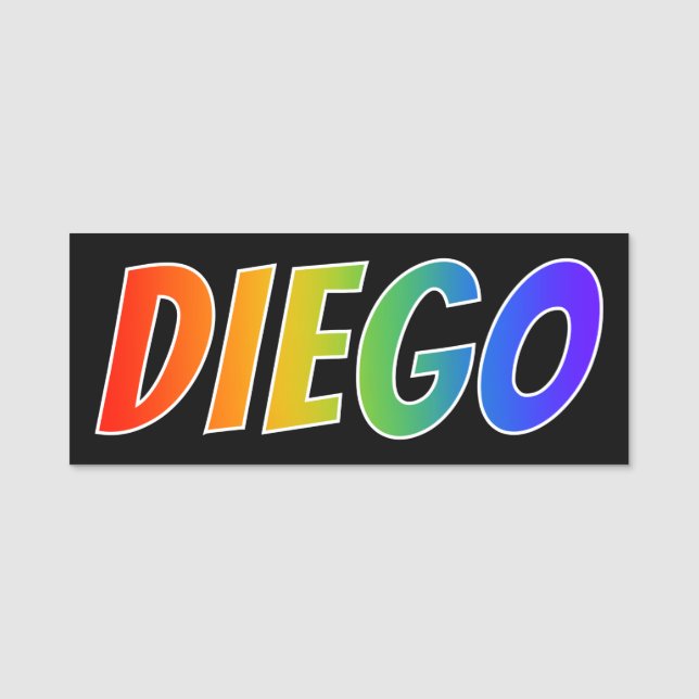 First Name "DIEGO": Fun Rainbow Colouring Name Tag (Front)