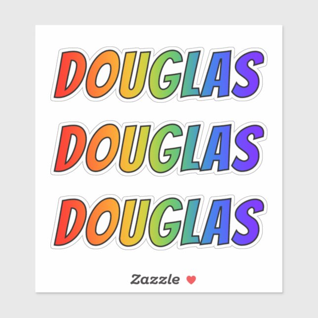 First Name "DOUGLAS" w/ Fun Rainbow Colouring (Sheet)