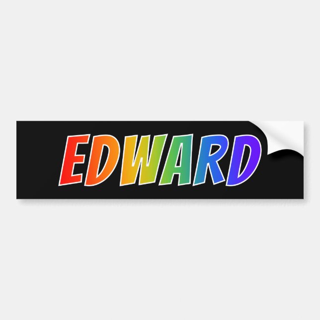 First Name "EDWARD": Fun Rainbow Colouring Bumper Sticker (Front)