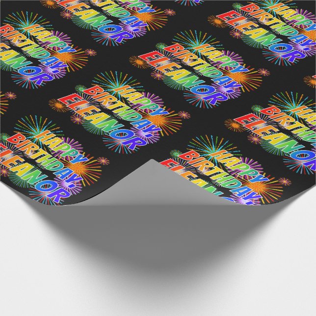 First Name "ELEANOR", Fun "HAPPY BIRTHDAY" Wrapping Paper (Corner)