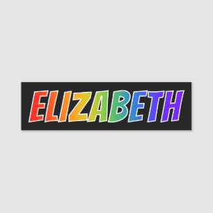 First Name "ELIZABETH": Fun Rainbow Colouring Name Tag