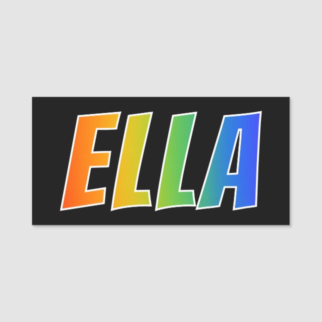 First Name "ELLA": Fun Rainbow Colouring Tag (Front)