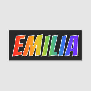 First Name "EMILIA": Fun Rainbow Colouring Tag