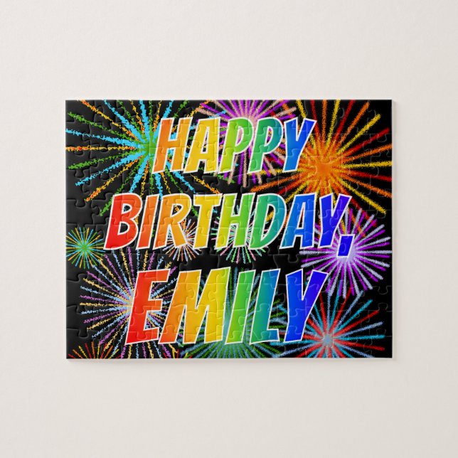 First Name "EMILY", Fun "HAPPY BIRTHDAY" Jigsaw Puzzle (Horizontal)