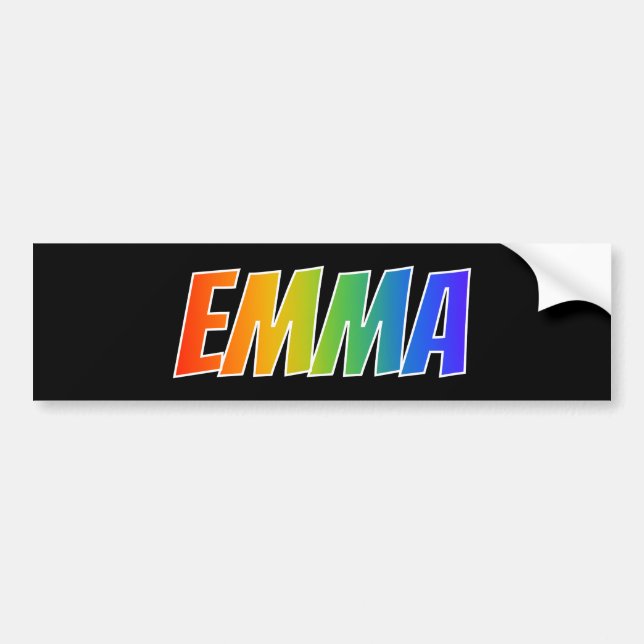First Name "EMMA": Fun Rainbow Colouring Bumper Sticker (Front)