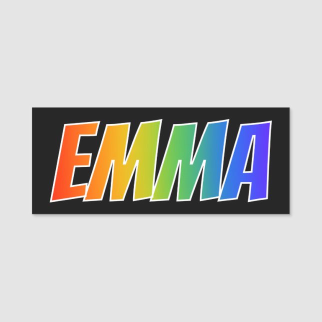 First Name "EMMA": Fun Rainbow Colouring Name Tag (Front)