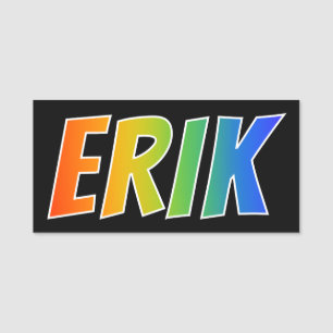 First Name "ERIK": Fun Rainbow Colouring Name Tag