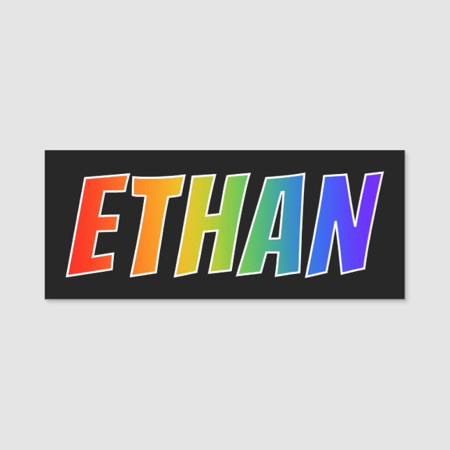 First Name "ETHAN": Fun Rainbow Colouring Name Tag (Front)