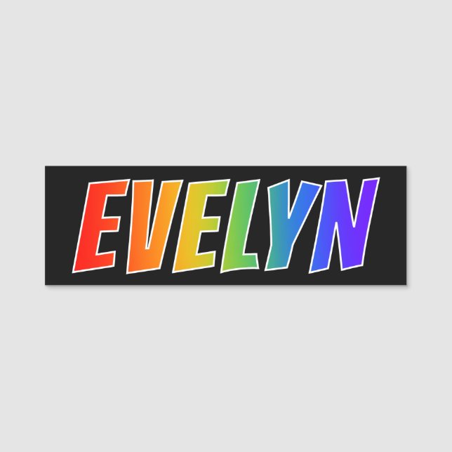 First Name "EVELYN": Fun Rainbow Colouring Name Tag (Front)