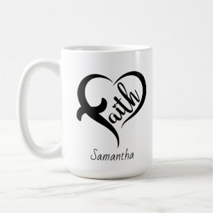 First Name Faith Inspirational Black Typography Coffee Mug