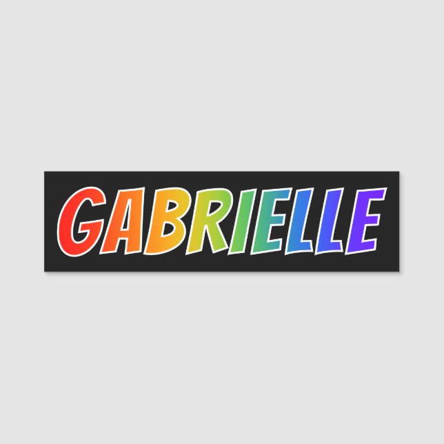 First Name "GABRIELLE": Fun Rainbow Colouring Name Tag (Front)