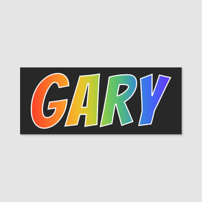 First Name "GARY": Fun Rainbow Colouring Name Tag (Front)