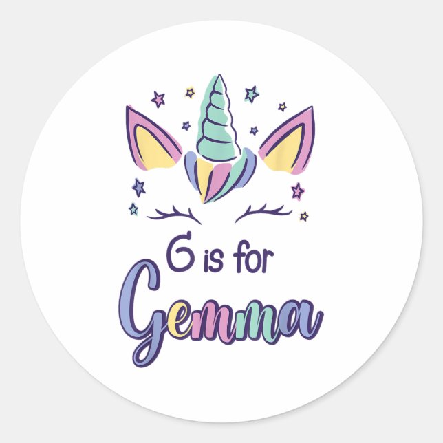 First Name Gemma D G Is For Gemma  Classic Round Sticker (Front)