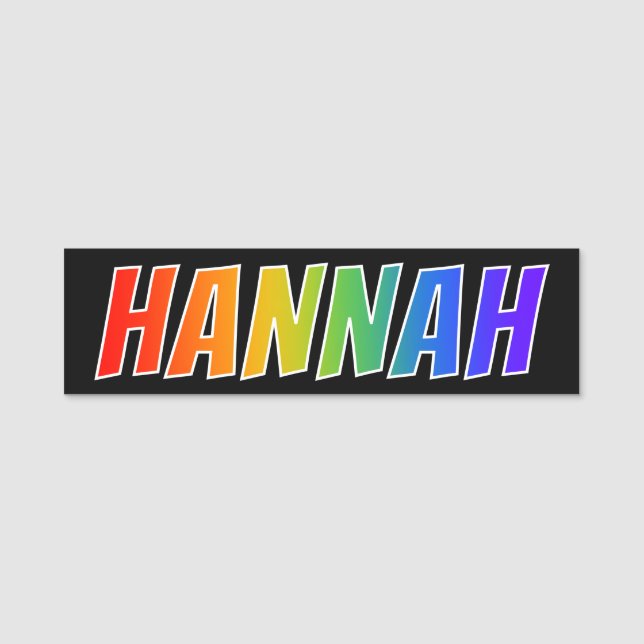 First Name "HANNAH": Fun Rainbow Colouring Name Tag (Front)
