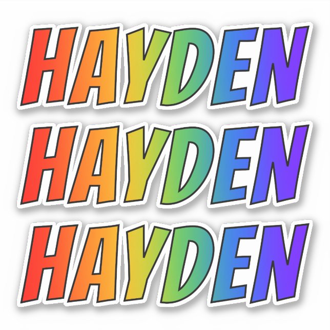 First Name "HAYDEN" w/ Fun Rainbow Colouring (Front)